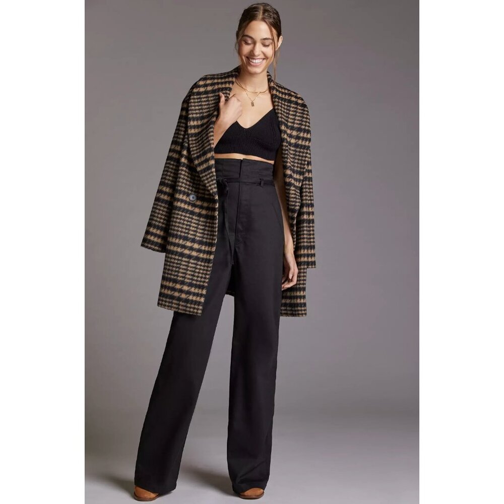 Anthropologie Boyish Cinched Straight Leg High Rise Pants Black NWT Size 31